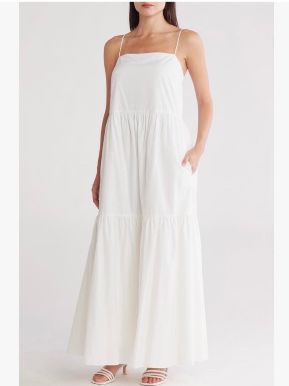 rag & bone Leilah Poplin Cotton Maxi Dress White SZ XL